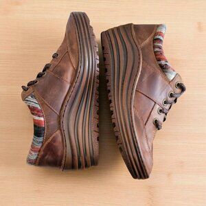 Bionica Women's Gervais Aztec Brown Leather Wedge Oxford Shoes SZ 8M